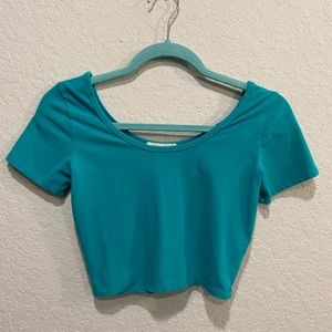 Forever 21 teal scoopneck crop top